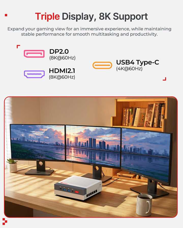 ACEMAGIC Retro X3 Mini PC, AMD Ryzen 7 H 255 (4.9GHz, 8C/16T), 16B LPDDR5 1TB NVMe SSD, AMD Radeon 7