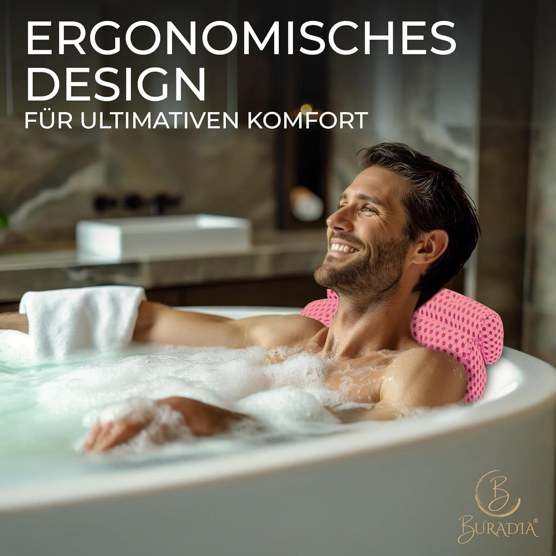 Badewannenkissen inkl. Wäschenetz - Ultimativer Komfort und Entspannung mit neuester Air Mesh Techno