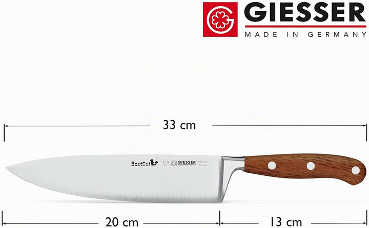 Giesser seit 1776 - Made in Germany - scharfes Kochmesser geschmiedet Olivenholz BestCut Olive, 20 c