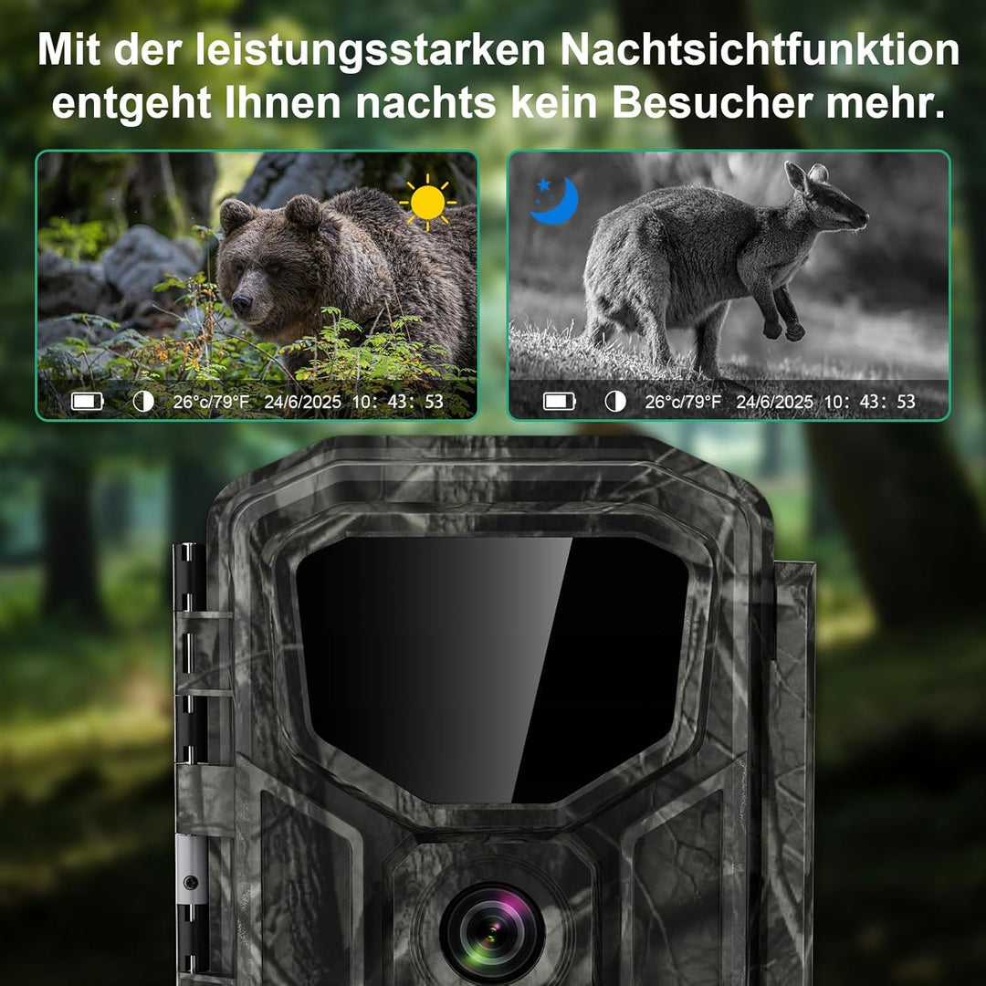 Lutranstra 5KB Wildkamera mit Handyübertragung App, 5K/64MP HD Wildkamera mit Wiederaufladbare 7800m
