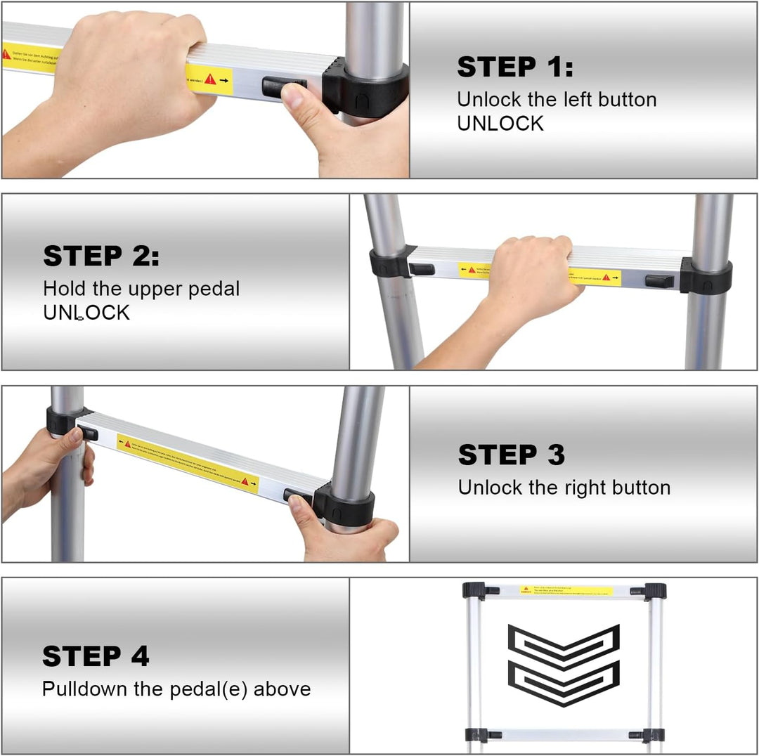 Fiqops 3,8M (1.9+1.9) Teleskopleiter Klappleiter Alu Multifunktionsleiter, Mehrzweckleiter Tragbar A