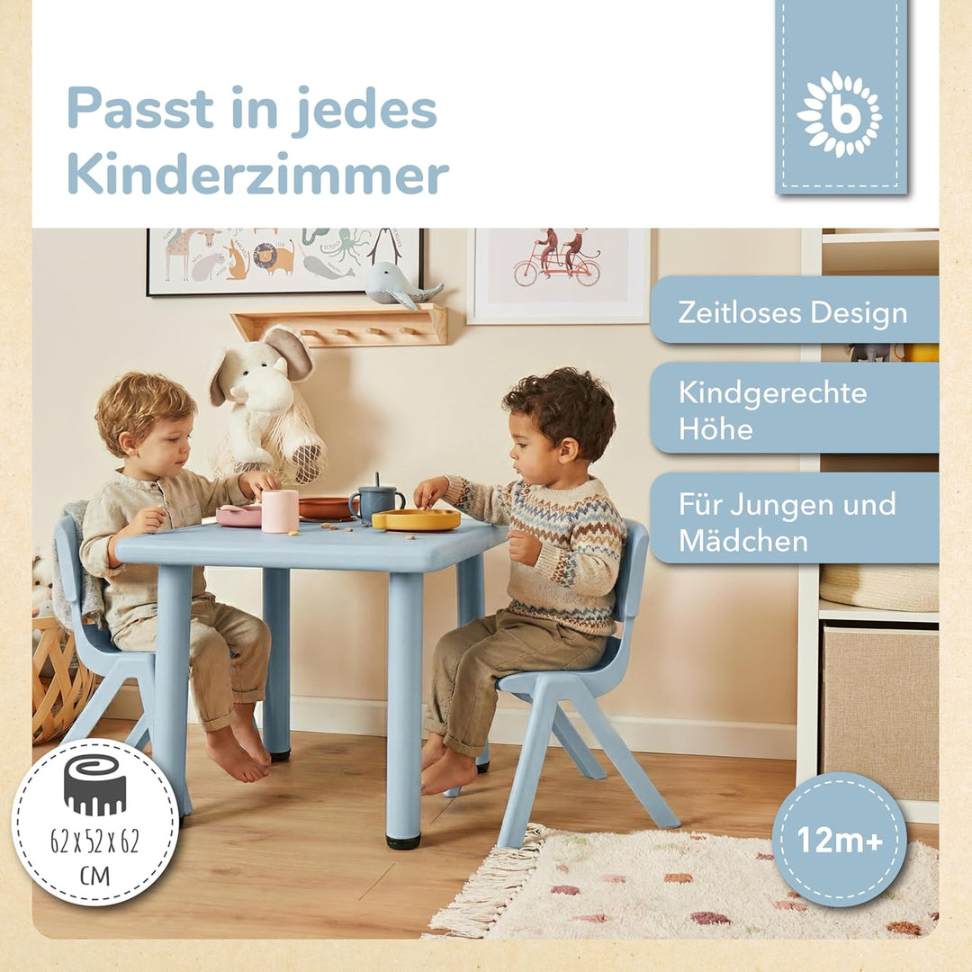 Bieco Kindertisch Gross Hazy Blue 62x 62x 52 cm | Kinder Tisch | Gartentisch Kunststoff | Gartenmöbe