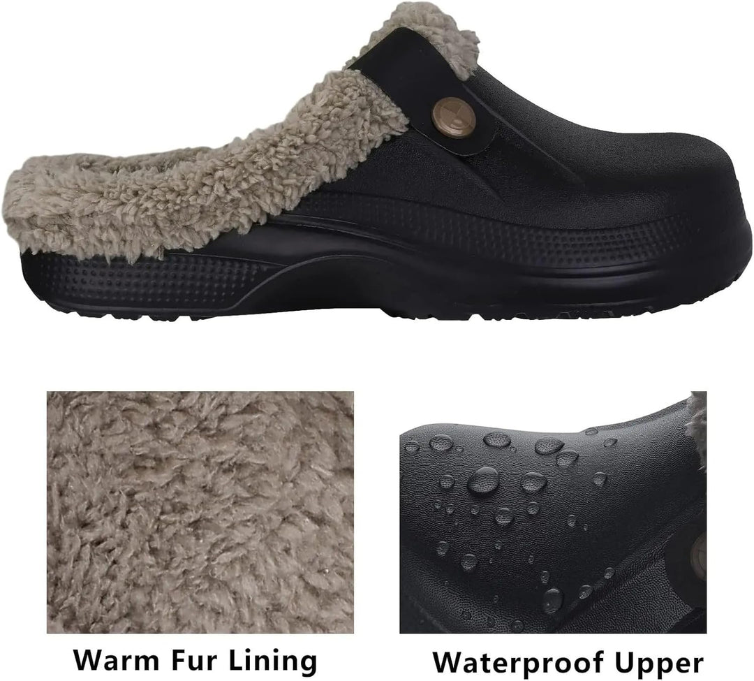Kinengxi Clogs Hausschuhe Gefüttert Damen Herren Warm Winter Gartenschuhe Wasserdicht Wärme Gartencl