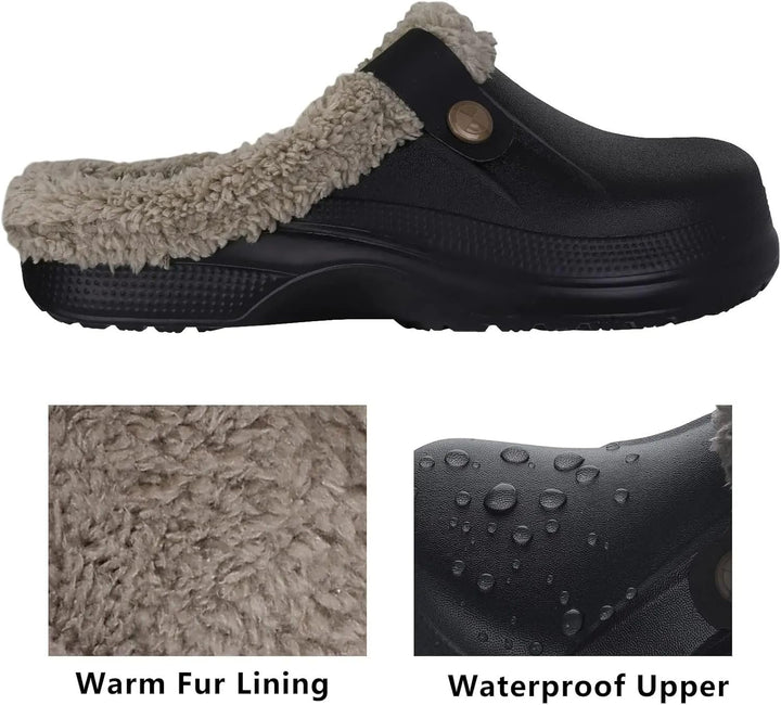 Kinengxi Clogs Hausschuhe Gefüttert Damen Herren Warm Winter Gartenschuhe Wasserdicht Wärme Gartencl