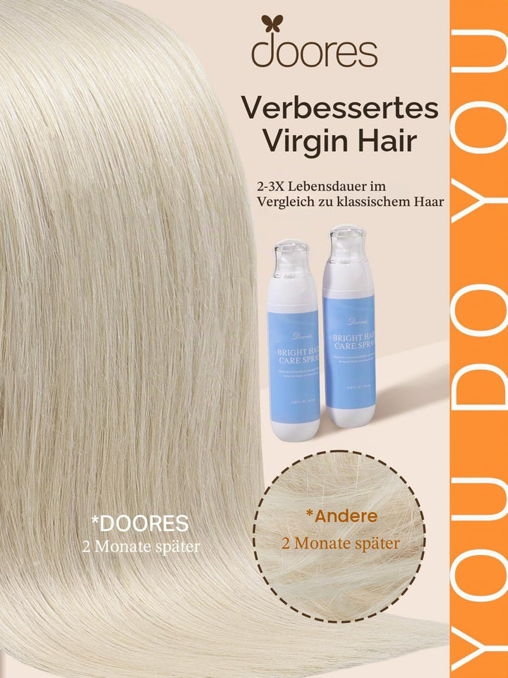 DOORES Echthaar Tape Extensions Remy Haar Tape, Platinblond 35cm (14zoll) 50g 20pcs, Blond Tape Exte
