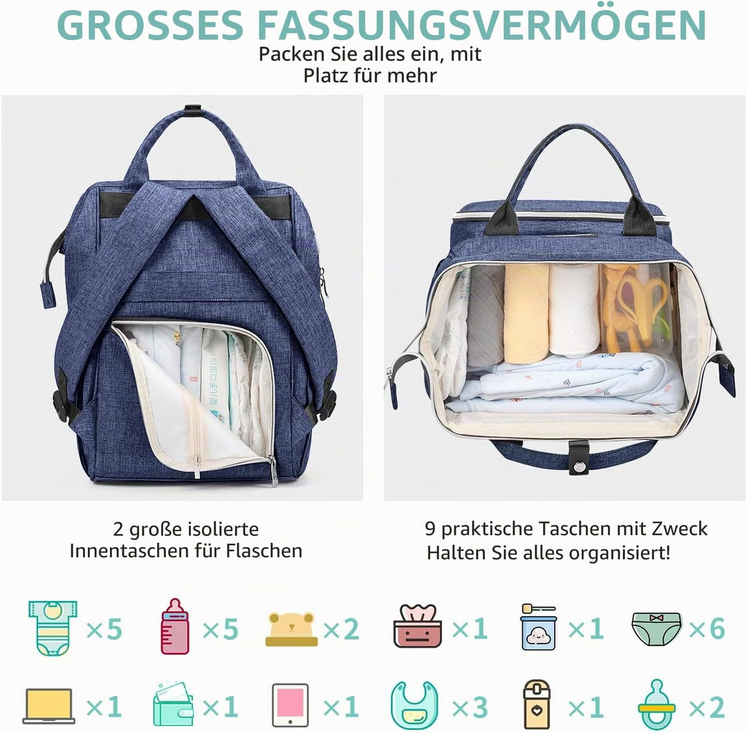 Viedouce Baby Wickelrucksack Wickeltasche Babytasche,Wasserdicht Oxford Grosse Kapazität für ausgehe