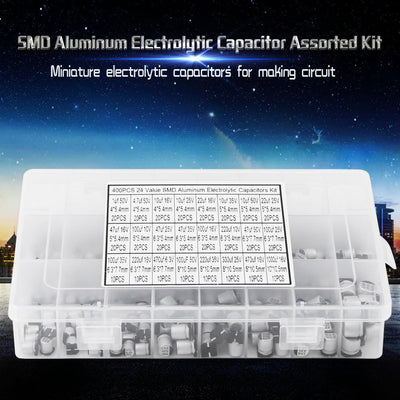 400 Stücke Elektrolytkondensatoren,24 Werte SMD Aluminium Radialkondensator Assorted Kit 1uF - 1000u
