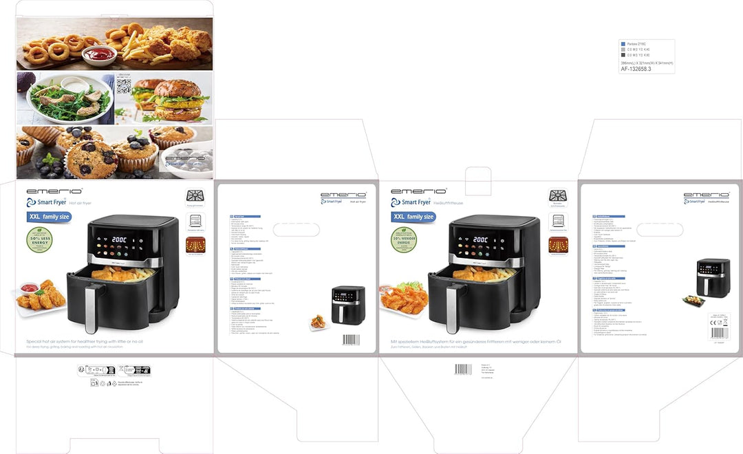 EMERIO digitale XXL Heissluftfritteuse mit 6,5L | neuartiges FARB-DISPLAY | AirFryer | Frittieren oh