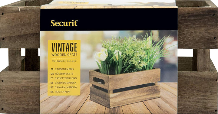 Securit Vintage Mini Holzkiste Tisch Caddy – 14,1 x 24,1 cm Aufbewahrungsbox Gewürzhalter Utensilien