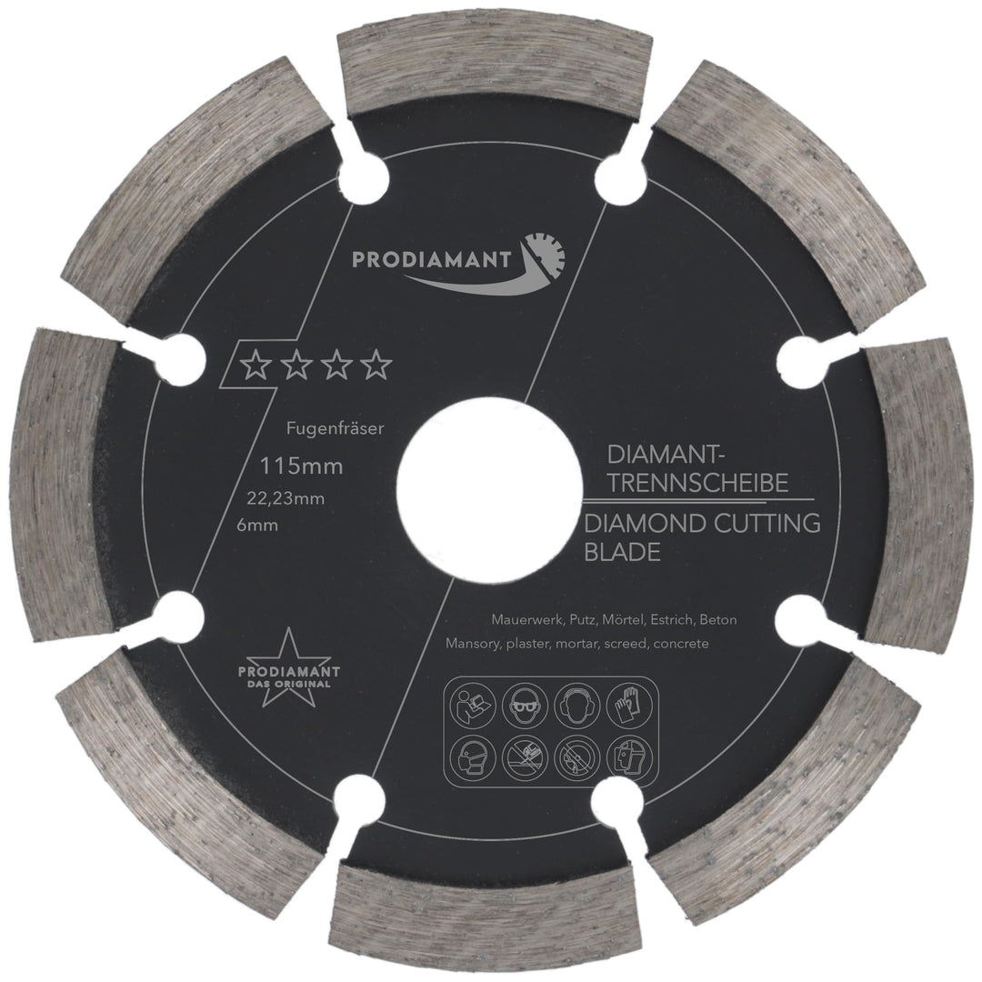 PRODIAMANT Fugenfräser ø 115 mm Breite 6mm für Mörtel Beton Mauerwerk und Putz 10mm Diamantsegment P