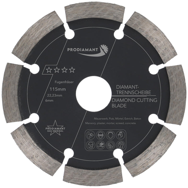 PRODIAMANT Fugenfräser ø 115 mm Breite 6mm für Mörtel Beton Mauerwerk und Putz 10mm Diamantsegment P
