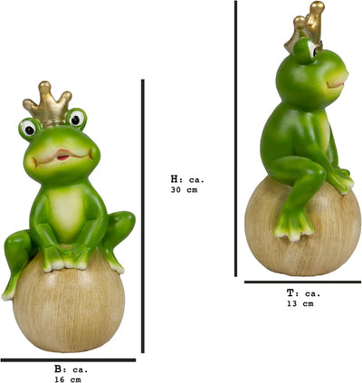 DRULINE Froschkönig - Gartenfigur Frosch - Deko Frosch - Garten Deko - Deko Figur - Indoor/Outdoor -