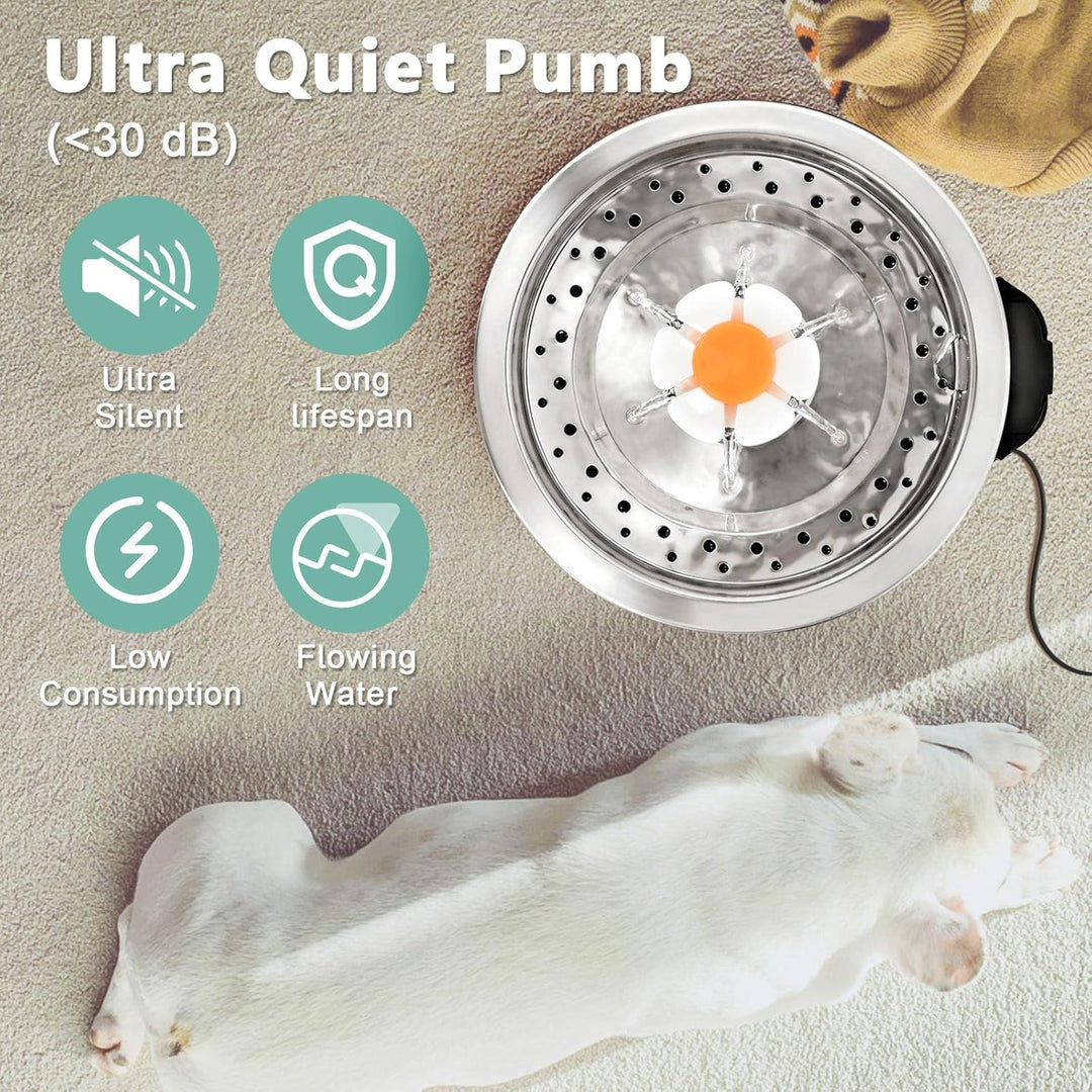 Diealles Shine Katzenbrunnen Edelstahl, 2.5L Ultra-Leise Katzen Trinkbrunnen, Wasserspender Katzen E