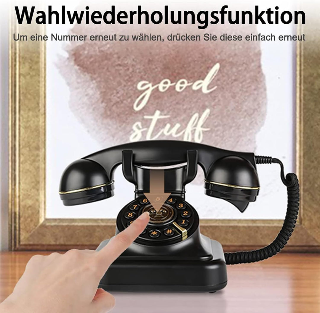 Sangyn Retro Festnetztelefone Klassisches Retro Telefon mit Wählscheibe Einstellbare Lautstärke Vint