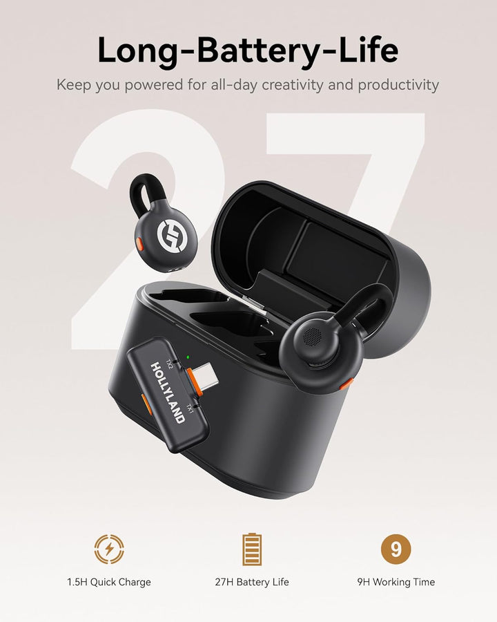 Hollyland Lark M2S Kabelloses Lavaliermikrofon mit USB-C-Stecker für iPhone 15/16 und Android, Titan
