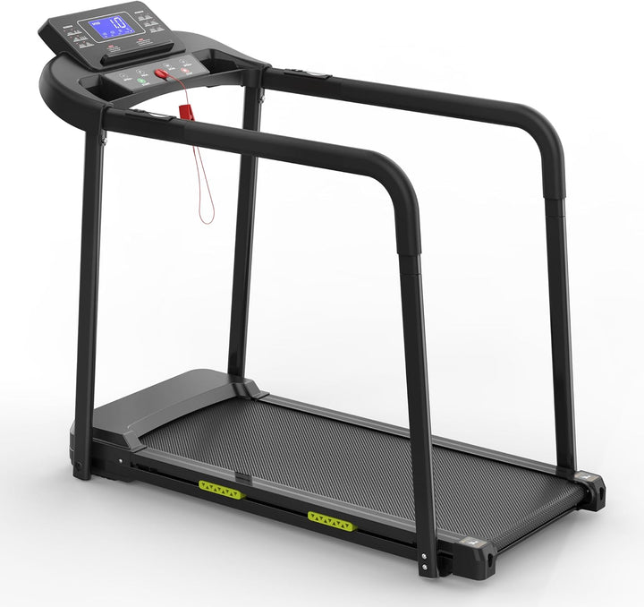 Walking Pad für Senioren, Klappbares Laufband mit Haltegriff & App, Elektrisches Laufband bis 135kg,