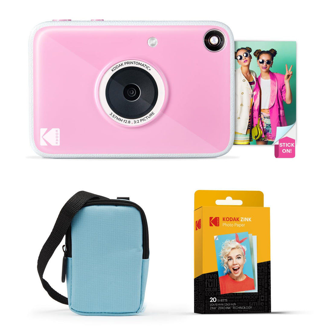 Kodak Printomatic+ Sofortbild Digitalkamera Starter-Set mit Tragetasche (Blau) und 20er Zink-Fotopap