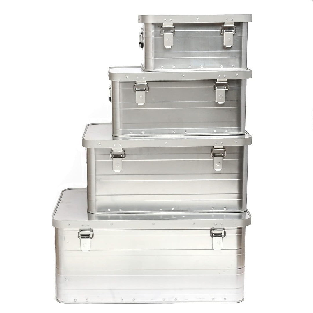 Aluminiumbox Alubox Alukiste mit Schnappschloss, Griffen, Dichtung (130 Liter) Grösse XL - 130 Liter