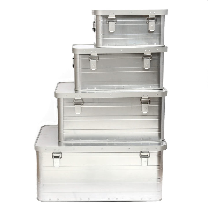 Aluminiumbox Alubox Alukiste mit Schnappschloss, Griffen, Dichtung (130 Liter) Grösse XL - 130 Liter
