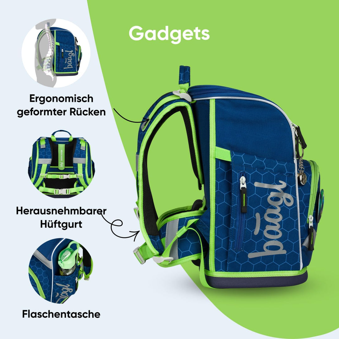 Baagl Schulranzen Jungen Mädchen Set 5 Teilig (Zippy Schultasche für 1. Klasse, Mäppchen, Turnbeutel