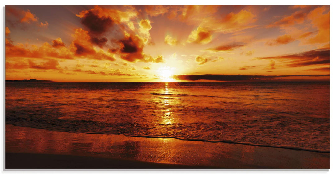 ARTland Glasbilder Wandbild Glas Bild einteilig 60x30 cm Querformat Strand Meer Küste Nordsee Sonnen