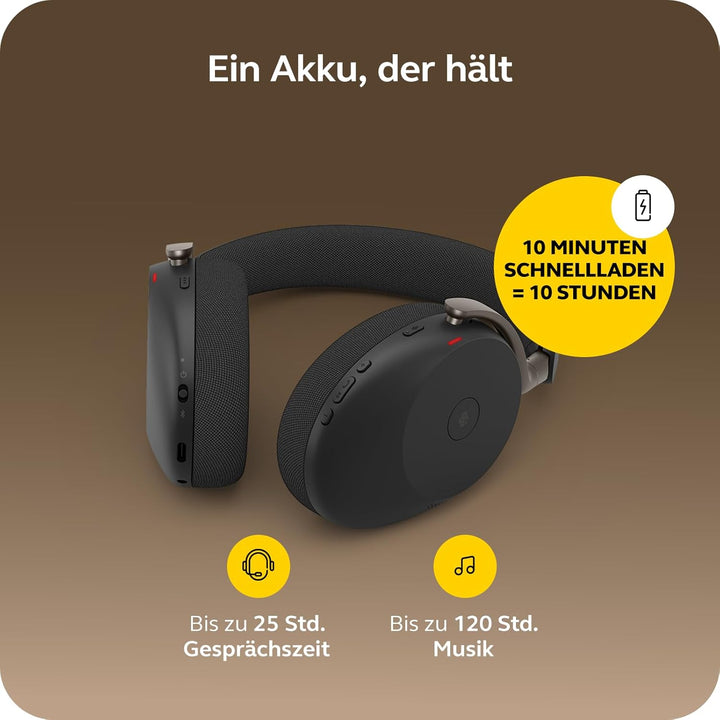 Jabra Evolve3 85 Over-Ear Bluetooth Headset kabellos mit Mikrofon &amp; Ladestation für Büro, USB-C, KI-