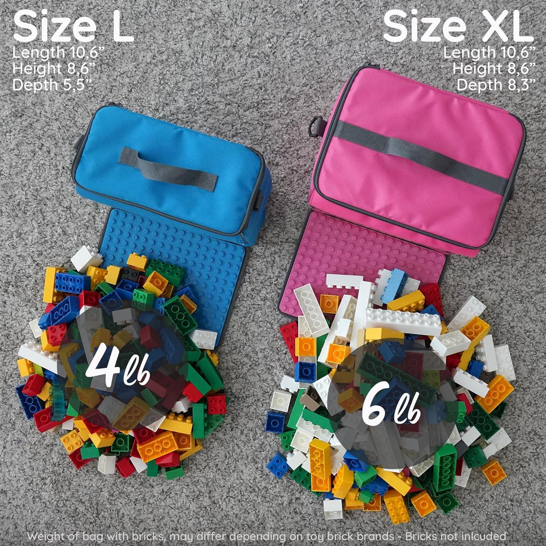 Baustein-Tasche mit ausklappbarer Bauplatte passend für grosse Bausteine vieler Marken I Grösse XL (