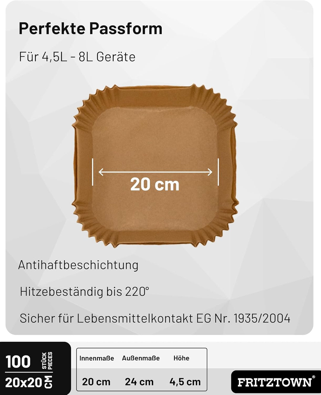 Air Fryer Papier | Antihaft Backpapier für Heissluftfritteusen, Mikrowelle & Backofen | Hitzebeständ