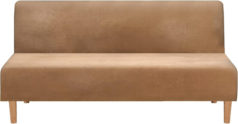 Mingfuxin Armlose Schlafsofabezüge, Stretch-Samt Futon Couchbezug Dicke weiche gemütliche Sofa Schon