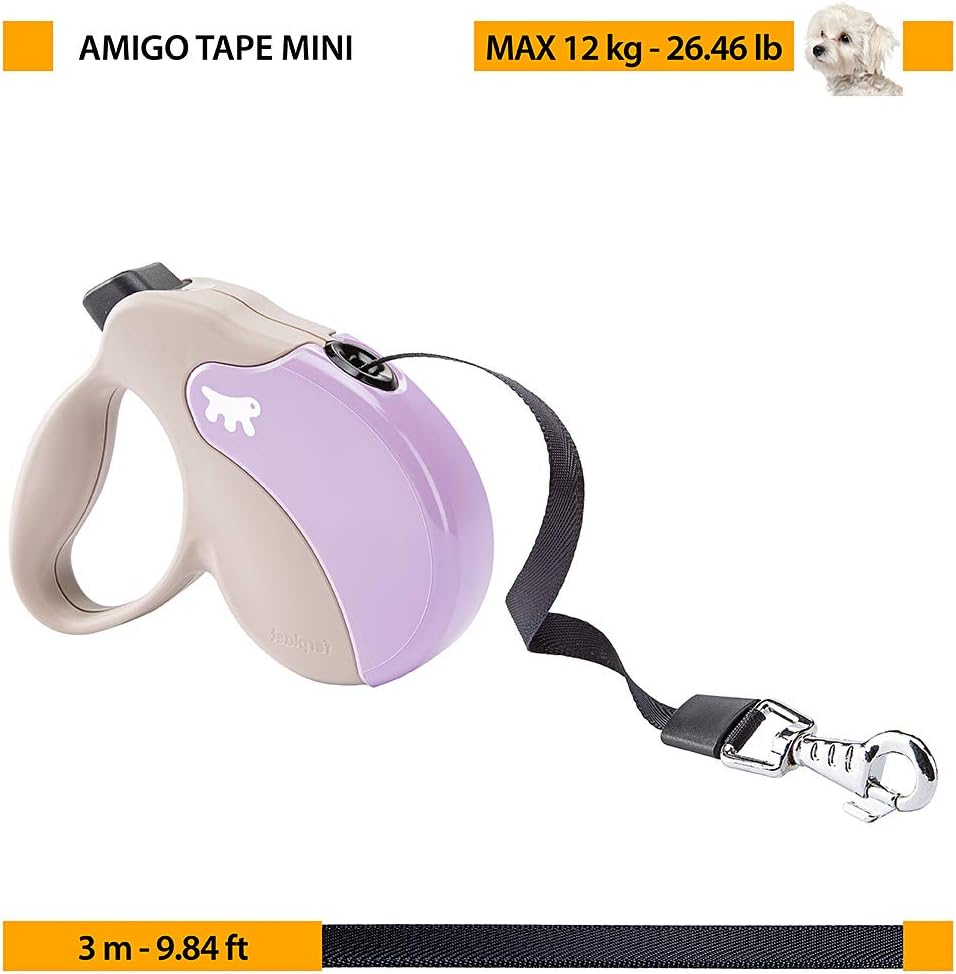 Ferplast Hundeleine Amigo MINI, Rollleine kleine Hunde bis 12 kg. Max. Gurtband 3 m. Einzelne Verrie