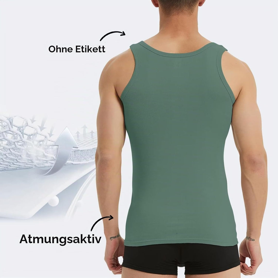 YouShow Unterhemd Herren 5er Pack 100% Baumwolle Tank Top Feinripp S 1*schwarz + 1*weiss + 1*grau +