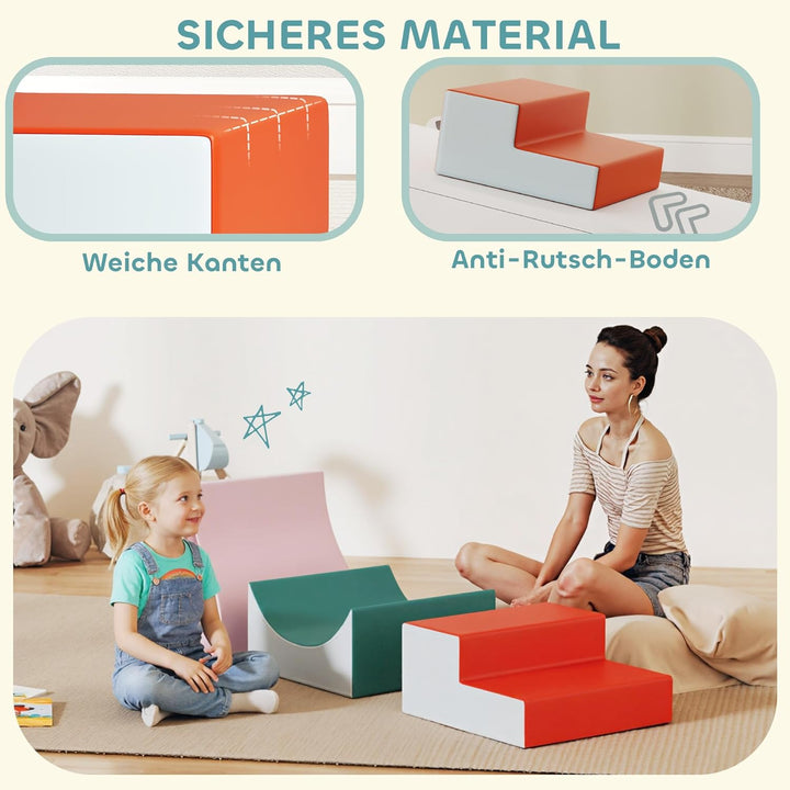 AIYAPLAY Schaumstoff Bausteine Kinder 3 Stück Klettern Softbausteine Bausteinset Grossbausteine Baby