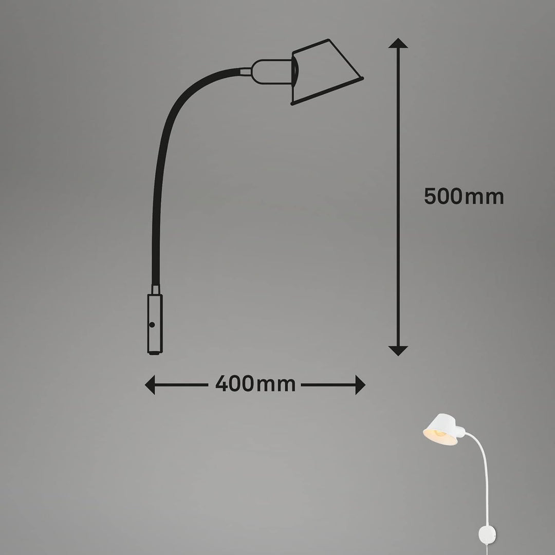 BRILONER Leuchten - Bettleuchte flexibel, Bettlampe verstellbar, Kippschalter, 1x E27 Fassung max. 1