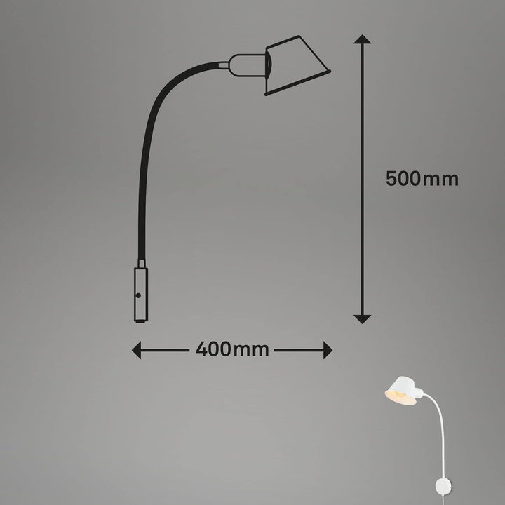 BRILONER Leuchten - Bettleuchte flexibel, Bettlampe verstellbar, Kippschalter, 1x E27 Fassung max. 1