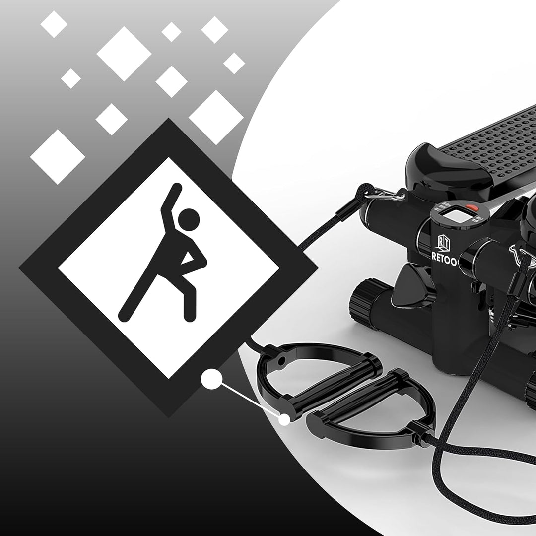 Retoo Stepper für Zuhause mit LCD Display & Widerstandsbändern, Stepper bis 100 kg, Ganzkörpertraini