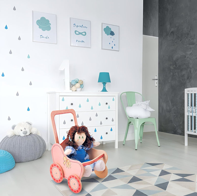 Dida - Der Puppenbuggy Aus Holz Dekoration Rosa ist EIN Holzpuppenwagen Zum Schieben Der Puppen Der