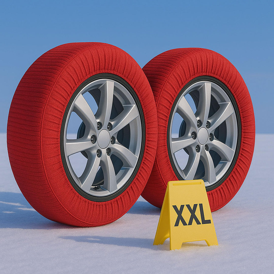 Zugelassene Schneeketten, Einfache Montage in 2 Minuten, 6 Grössen verfügbar (Rot;XXL) Rot XXL, Rot