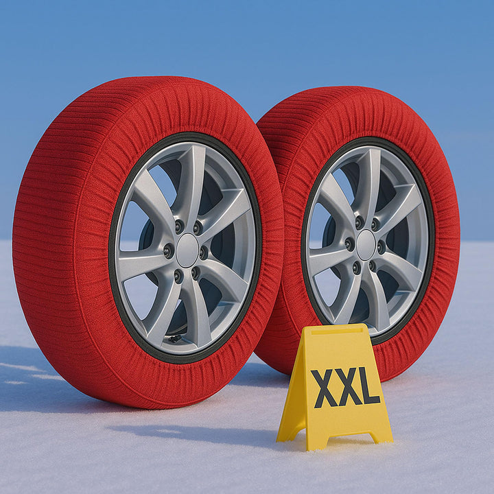 Zugelassene Schneeketten, Einfache Montage in 2 Minuten, 6 Grössen verfügbar (Rot;XXL) Rot XXL, Rot