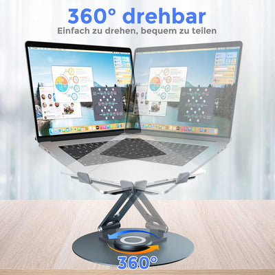 Epherie Laptop Ständer mit 360° drehbarem rundem Basis, Höhenverstellbarer ergonomischer Laptopständ