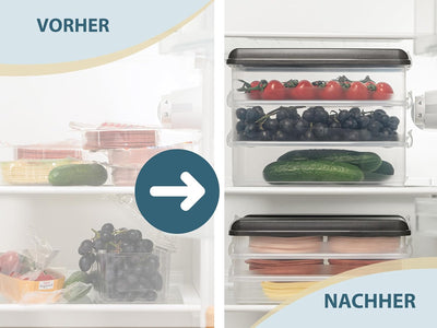Hausfelder Aufschnittbox Organizer Set - stapelbar mit Deckel – Kühlschrank Wurstbox Aufschnittdosen