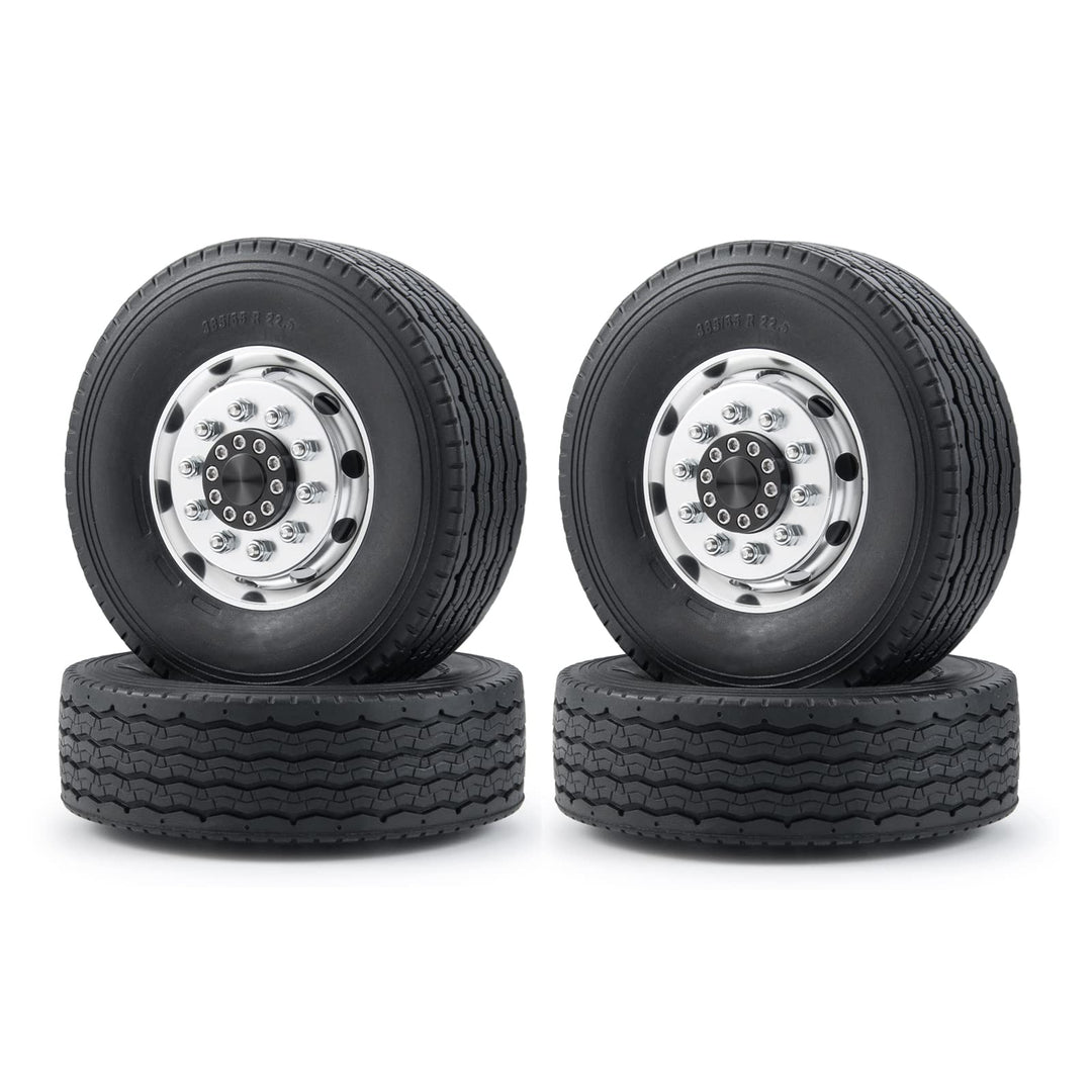 AXspeed 4 Stück Metall Vorderrad Felgen &amp; Reifen RC Räder Reifen Felgen Set für 1/14 Tamiya Traktor