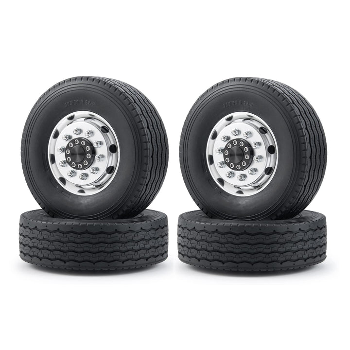 AXspeed 4 Stück Metall Vorderrad Felgen &amp; Reifen RC Räder Reifen Felgen Set für 1/14 Tamiya Traktor