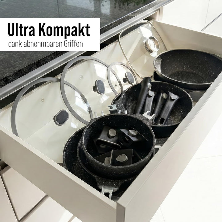 STONELINE SMART Bratpfanne 24 cm, Pfanne Aluguss, Abnehmbarem Griff, Pfanne Induktion, Alle Herdarte