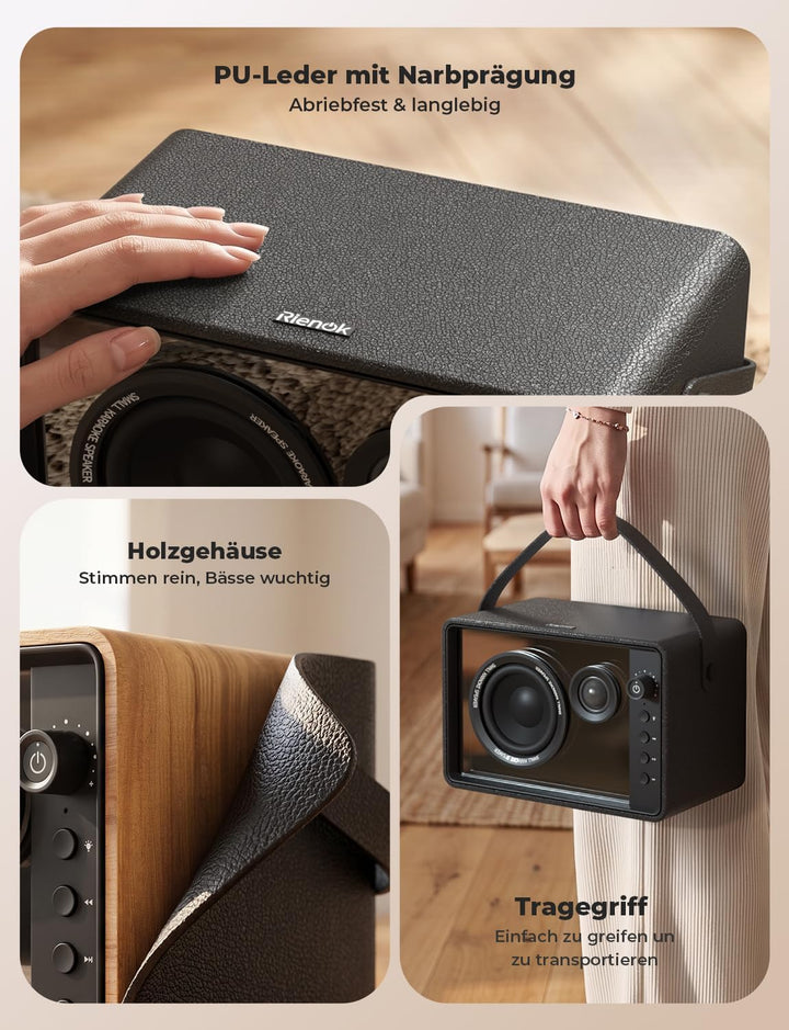 RIENOK Bluetooth-Lautsprecher, 40 W, leistungsstark, Autonomie, 15 H, RGB-Lichter, Bluetooth 5.3, St