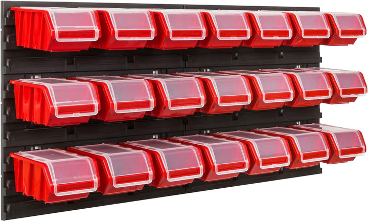 Lagersystem Werkstattregal | 78 x 39 cm | 21 stck. Box | Wandregal mit Stapelboxen - Wandplatten Ext