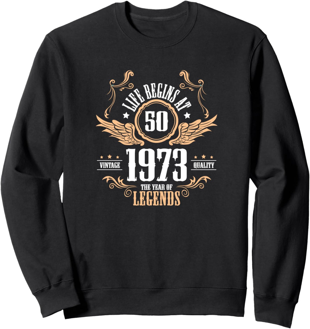 50. Geburtstag Design – Life Begins At 1973 Sweatshirt