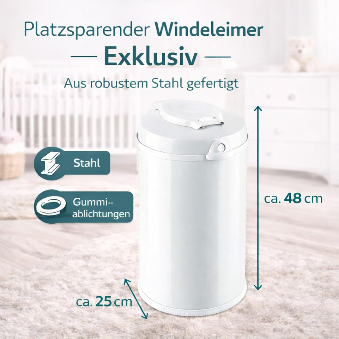 Fillikid Windeleimer Exklusiv | Windeltonne geruchlos | fasst ca. 40 Windel | gross und komfortabel
