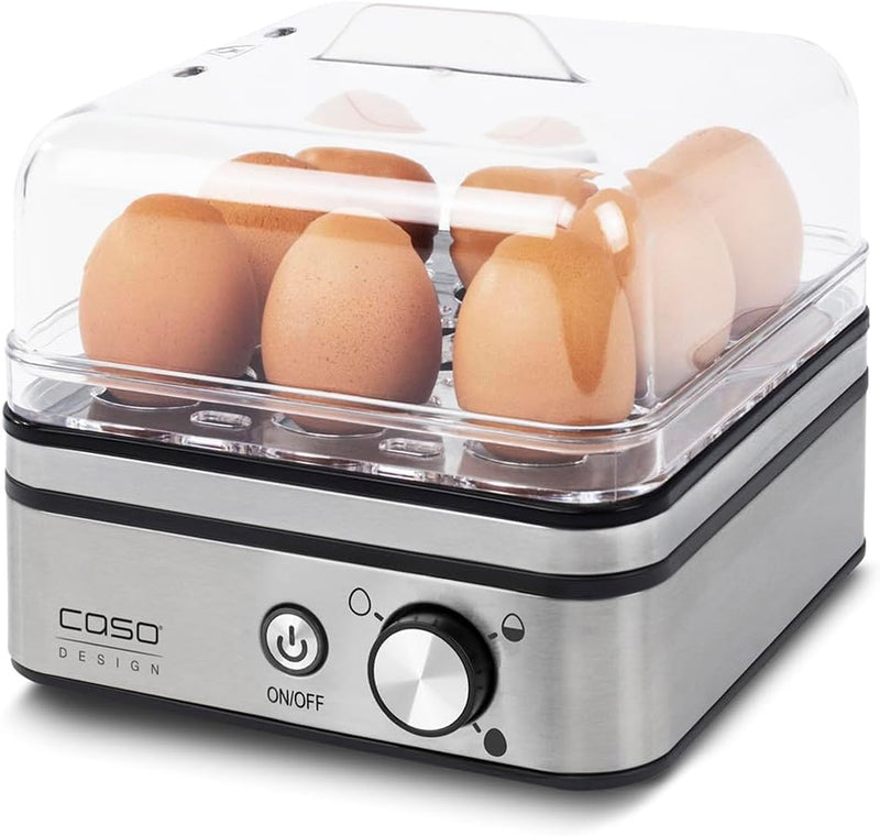 CASO E 9 - Design Eierkocher, elektronischer Eierkocher für bis zu 8 Eier, herausnehmbarer Eiträger,