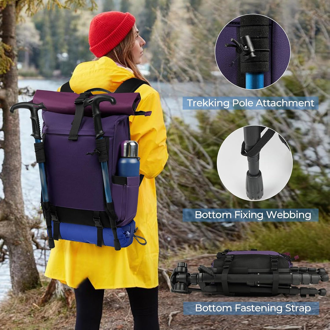 RAINSMORE Rolltop Rucksack Damen Herren, Rucksack Wasserdicht, Laptop Rucksack 17 Zoll Gross Reiseru