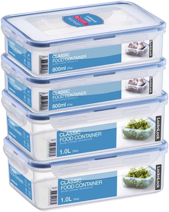 Lock & Lock Frischhaltedosen im 4er Set – stapelbare Vorratsdosen aus hochwertigem, transparentem Ku
